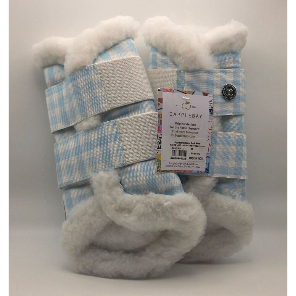 Dapplebay Gingham Brush Boots-Blue/White